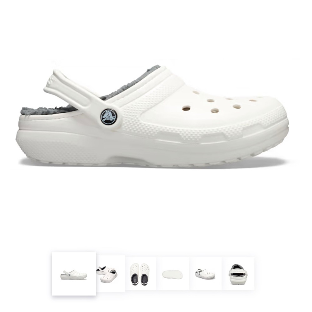 Crocs White host pick fur-lined Crocs Womens 6 GUC